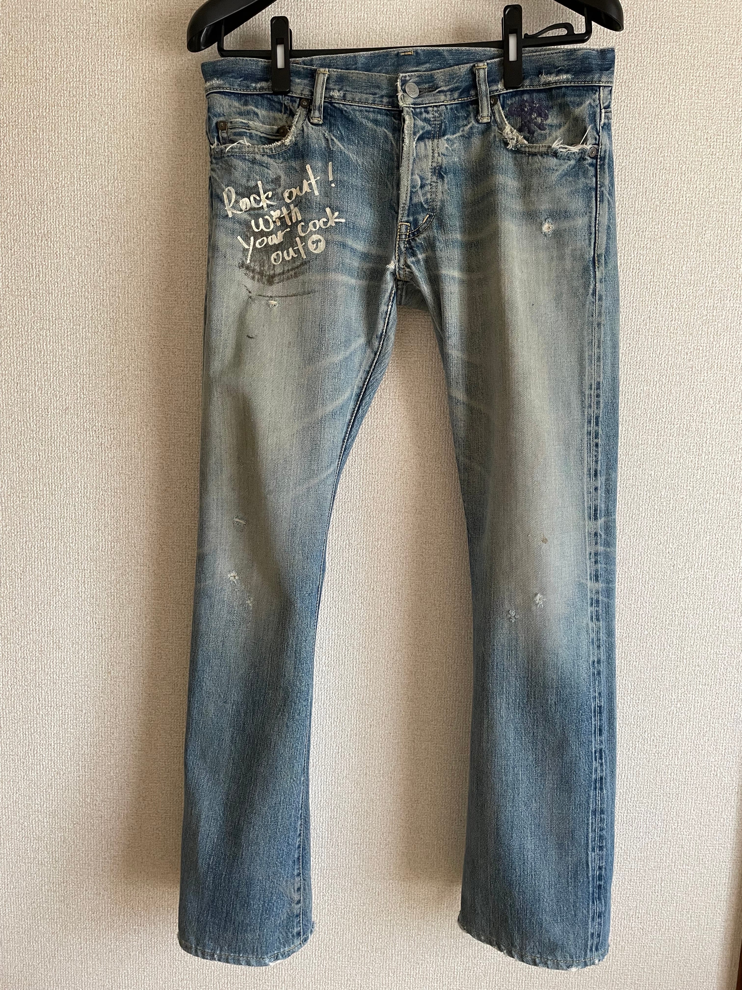 300本限定!!️THEE HYSTERIC XXX HYSTERIC GLAMOUR*TSUYOSHINOGUCHI DENIM PANTSヒステリックグラマーx野口強 Rock outヴィンテージ加工 デニムパンツ 5AP-0392 キムタク