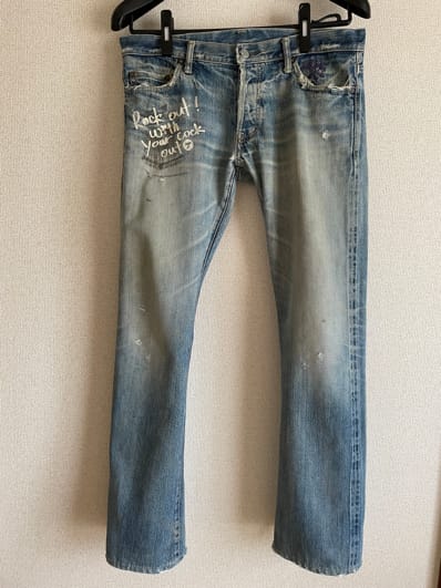 300本限定!!️THEE HYSTERIC XXX HYSTERIC GLAMOUR*TSUYOSHINOGUCHI DENIM PANTSヒステリックグラマーx野口強 Rock outヴィンテージ加工 デニムパンツ 5AP-0392 キムタク