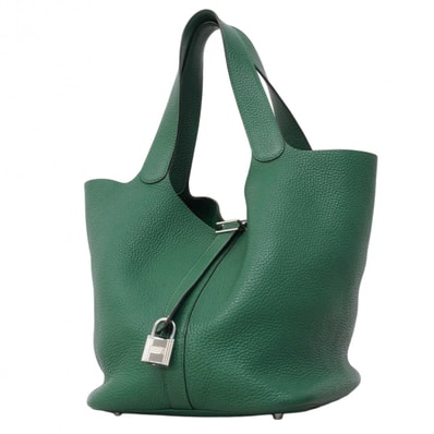 【6db2221】エルメス ハンドバッグ ピコタンロックGM トリヨンクレマンス マラカイト シルバー金具 □R刻印【中古】レディース