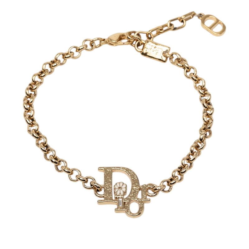 ディオール ロゴ フラワー ブレスレット ゴールド メッキ レディース Dior 【中古】