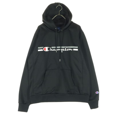 Champion チャンピオン ロゴ刺繍 長袖 パーカー XL ブラック