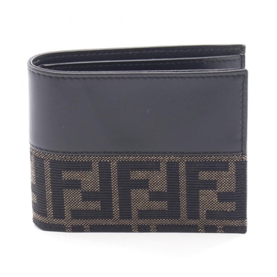 フェンディ FENDI ズッカ 二つ折り財布 財布 キャンバス レザー メンズ ブラウン系 / ブラック系 7M0001B139F0XLL 【新品】