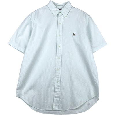 古着 ラルフローレン Ralph Lauren CLASSIC FIT クラシックフィット 半袖 ボタンダウン ストライプシャツ メンズL相当/eaa638321