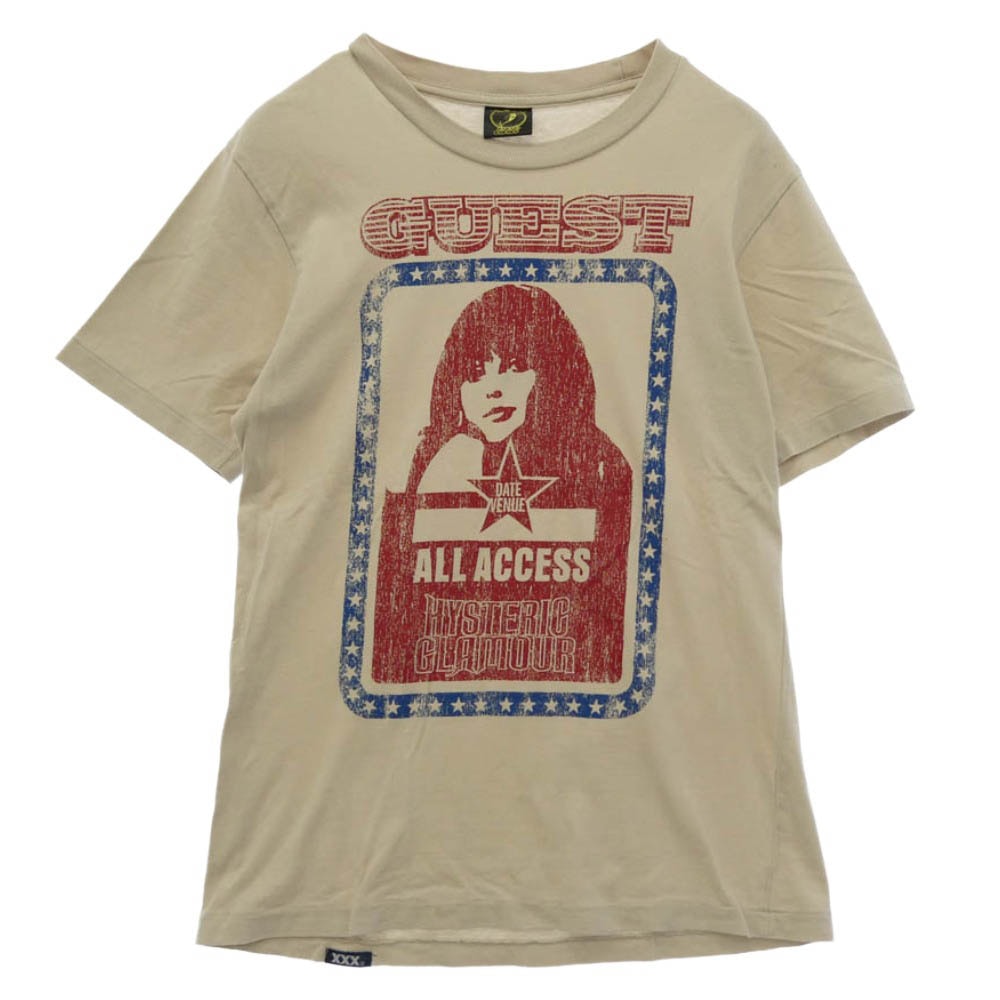 HYSTERIC GLAMOUR ヒステリックグラマー 5CT-0361 THEE HYSTERIC XXX GUEST GIRL ゲストガールプリント クルーネック 半袖 Tシャツ ベージュ系 S【中古】