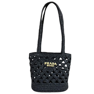 プラダ クロシェミニ ショルダーバッグ レーヨン 1BG494 ブラック レディース PRADA 中古