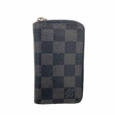 【6dc3307-k】ルイヴィトン コインケース ダミエ・グラフィット ジッピーコインパース N63076 ブラック【中古】メンズ