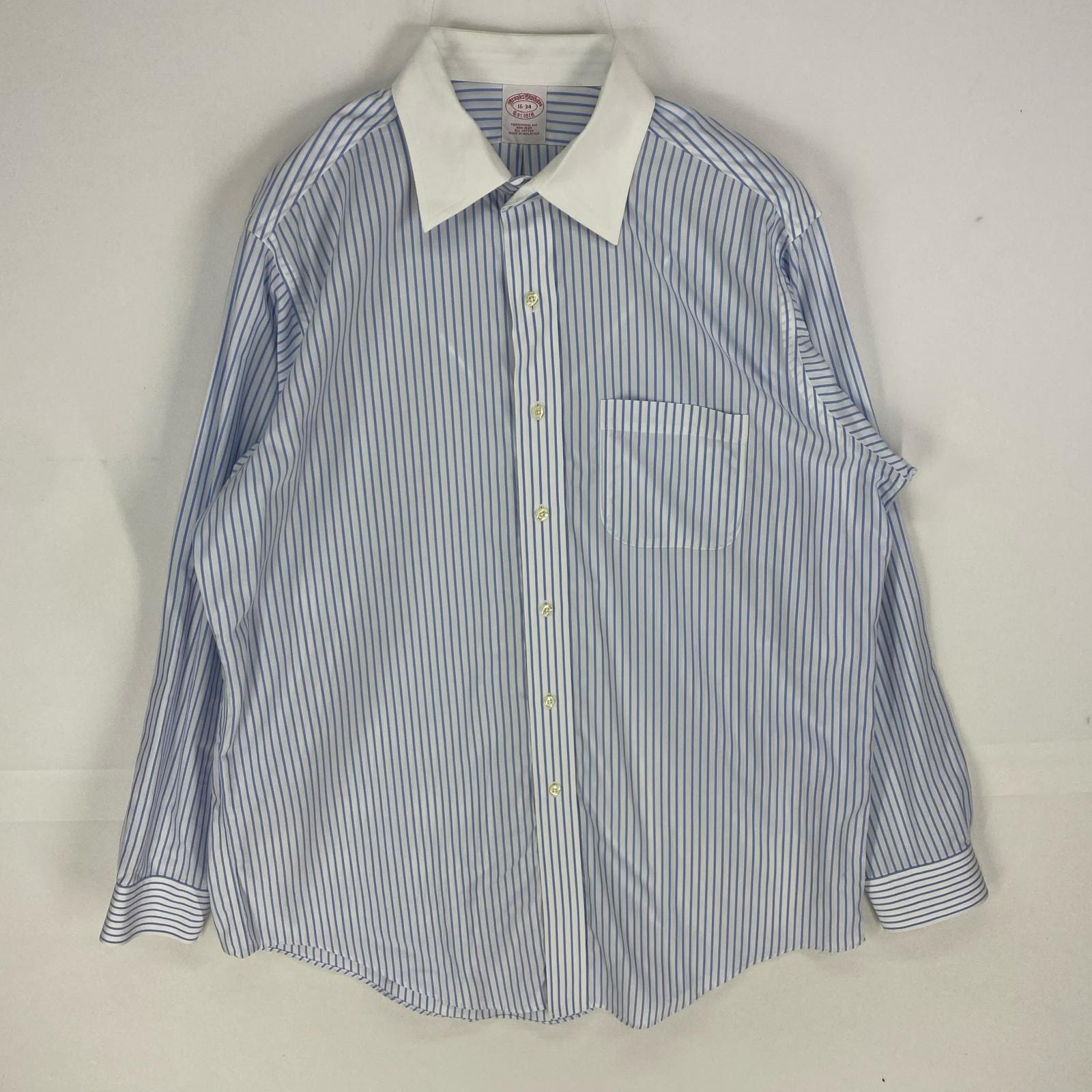 古着 ブルックスブラザーズ Brooks Brothers 長袖シャツ 胸ポケット ロングスリーブ 1818 L  ブルー系 ストライプ メンズ