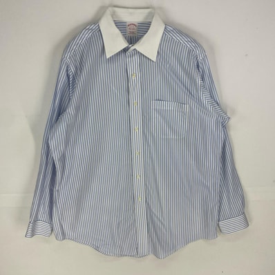 古着 ブルックスブラザーズ Brooks Brothers 長袖シャツ 胸ポケット ロングスリーブ 1818 L ブルー系 ストライプ メンズ