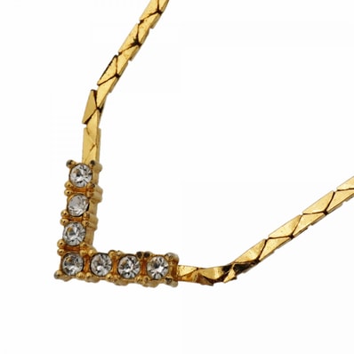 ★SALE【6jcb0981】クリスチャンディオール ネックレス GPメッキ ラインストーン ゴールド【中古】レディース