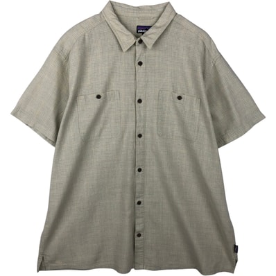古着 ビッグサイズ パタゴニア Patagonia 53139SP23 バックステップシャツ チェック柄 半袖 ヘンプシャツ ボックスシャツ メンズXXXL相当/eaa641482