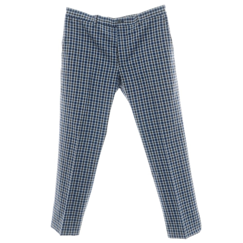 【中古】エトロ ETRO コットン チェック カジュアルスラックスパンツ ネイビー【サイズ52】【メンズ】