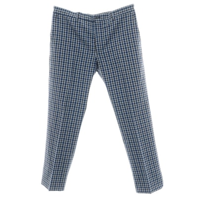【中古】エトロ ETRO コットン チェック カジュアルスラックスパンツ ネイビー【サイズ52】【メンズ】