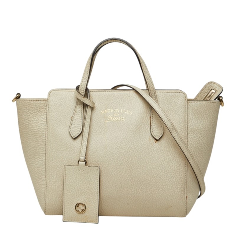 グッチ スウィング ミニ ハンドバッグ ショルダーバッグ 2WAY 368827 アイボリー レザー レディース GUCCI 中古