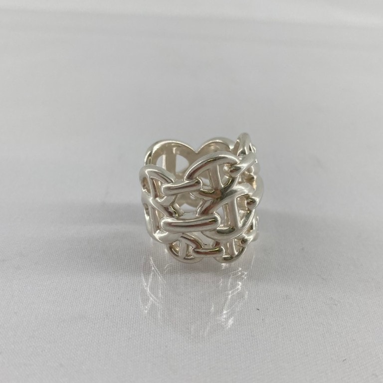 Hermes Chaine D'ancre Enchainee Ring Large Model "Silver"