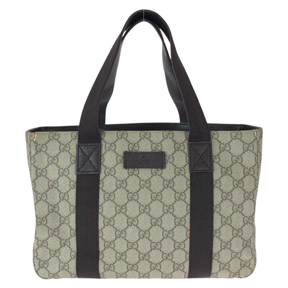 美品 GUCCI グッチ GG柄 カーキ ダークブラウン GGスプリームキャンバス レザー/ トートバッグ 男女兼用 601095 【中古】