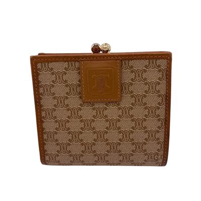 セリーヌ CELINE 二つ折り財布 マカダム がま口 ブラウン