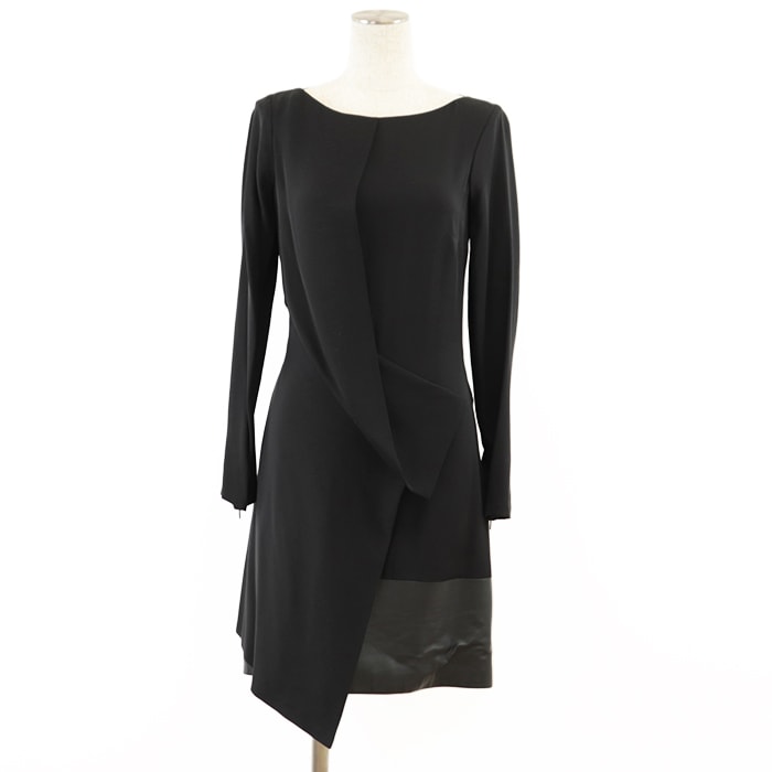 美品 グッチ レザー レース ワンピース レディース ブラック 38 GUCCI