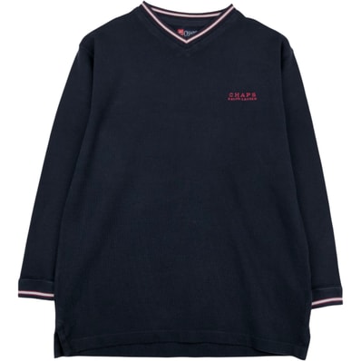 古着 ラルフローレン Ralph Lauren CHAPS チャップス Vネック サーマルロングTシャツ メンズM相当/eaa620038