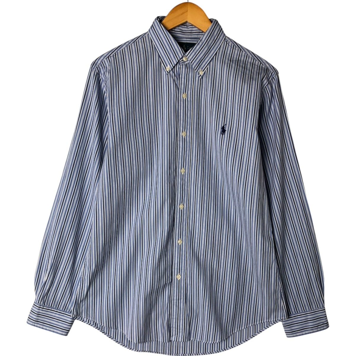 古着 ラルフローレン Ralph Lauren CUSTOM FIT 長袖 ボタンダウンストライプシャツ メンズM相当/eaa551966