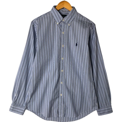 古着 ラルフローレン Ralph Lauren CUSTOM FIT 長袖 ボタンダウンストライプシャツ メンズM相当/eaa551966