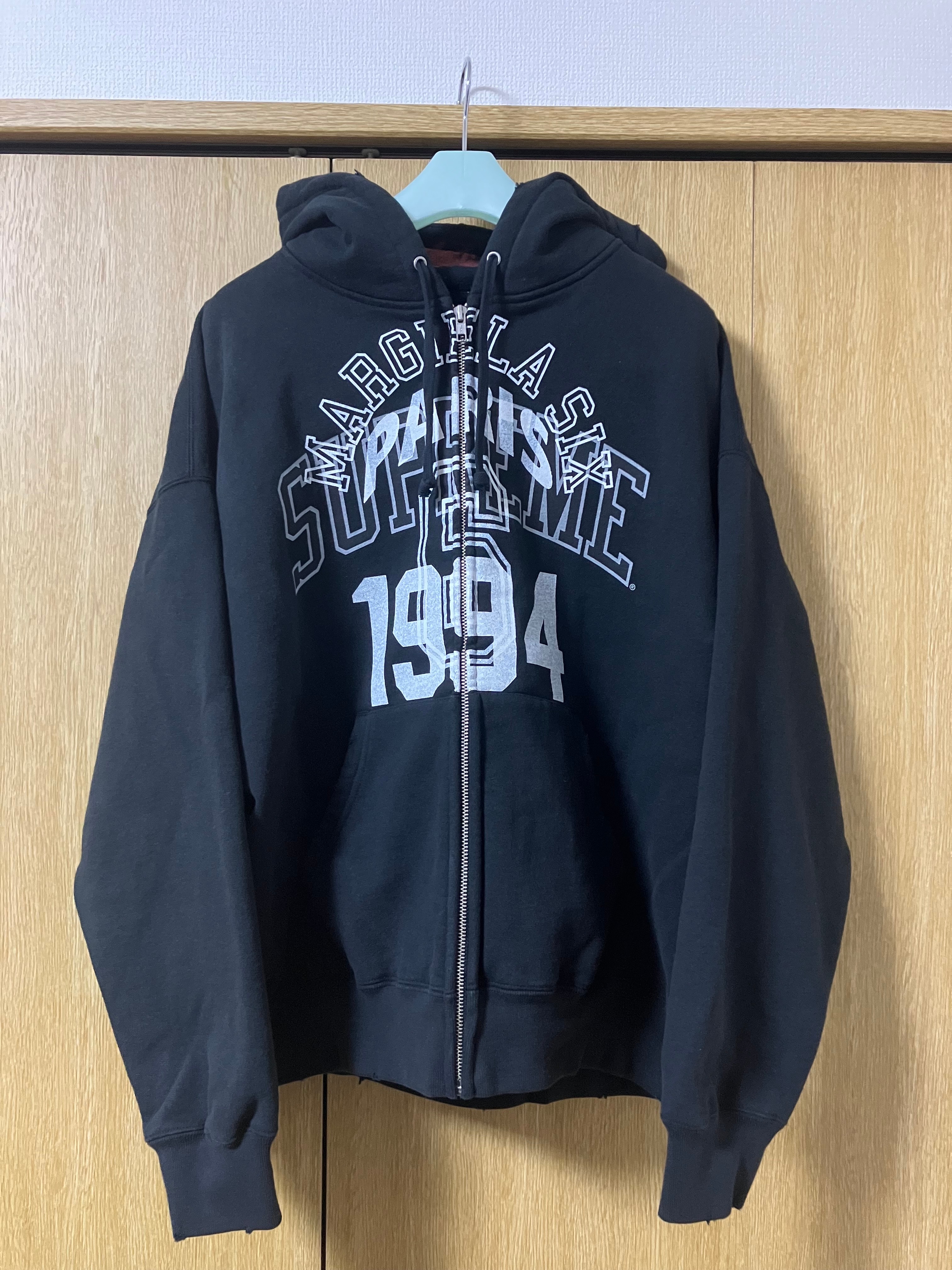 Supreme x MM6 Maison Margiela Zip Up Hooded Sweatshirt "Black"