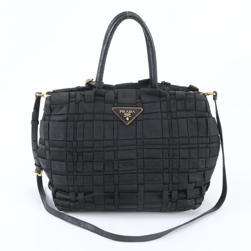 ■美品 プラダ テスート ナイロントライアングルロゴ 編み込み
