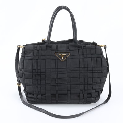 ■美品 プラダ テスート ナイロントライアングルロゴ 編み込み