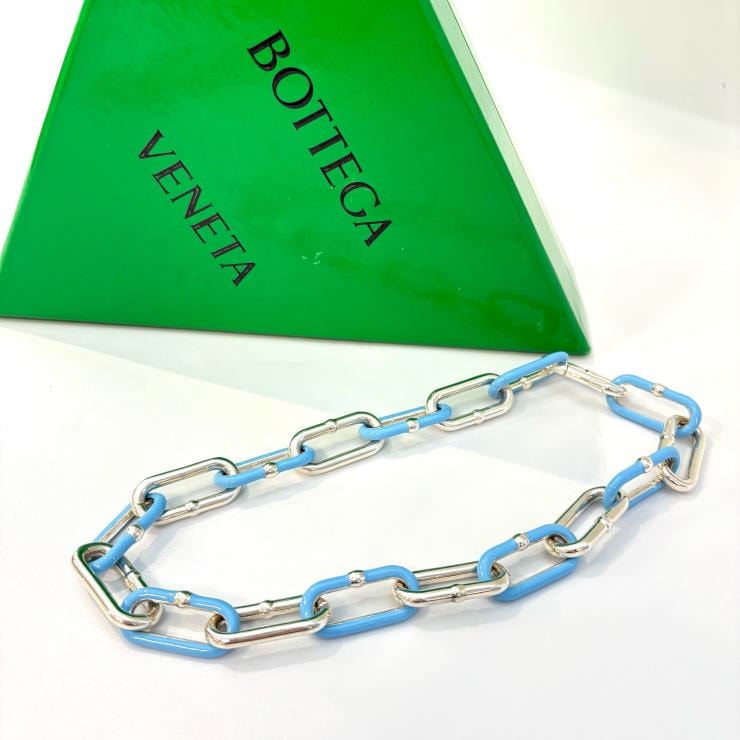 【美品】BOTTEGAVENETA SV925 チェーンネックレス チョーカー バイカラー イタリア製 シルバー925 鑑定済み 正規品 ボッテガヴェネタ