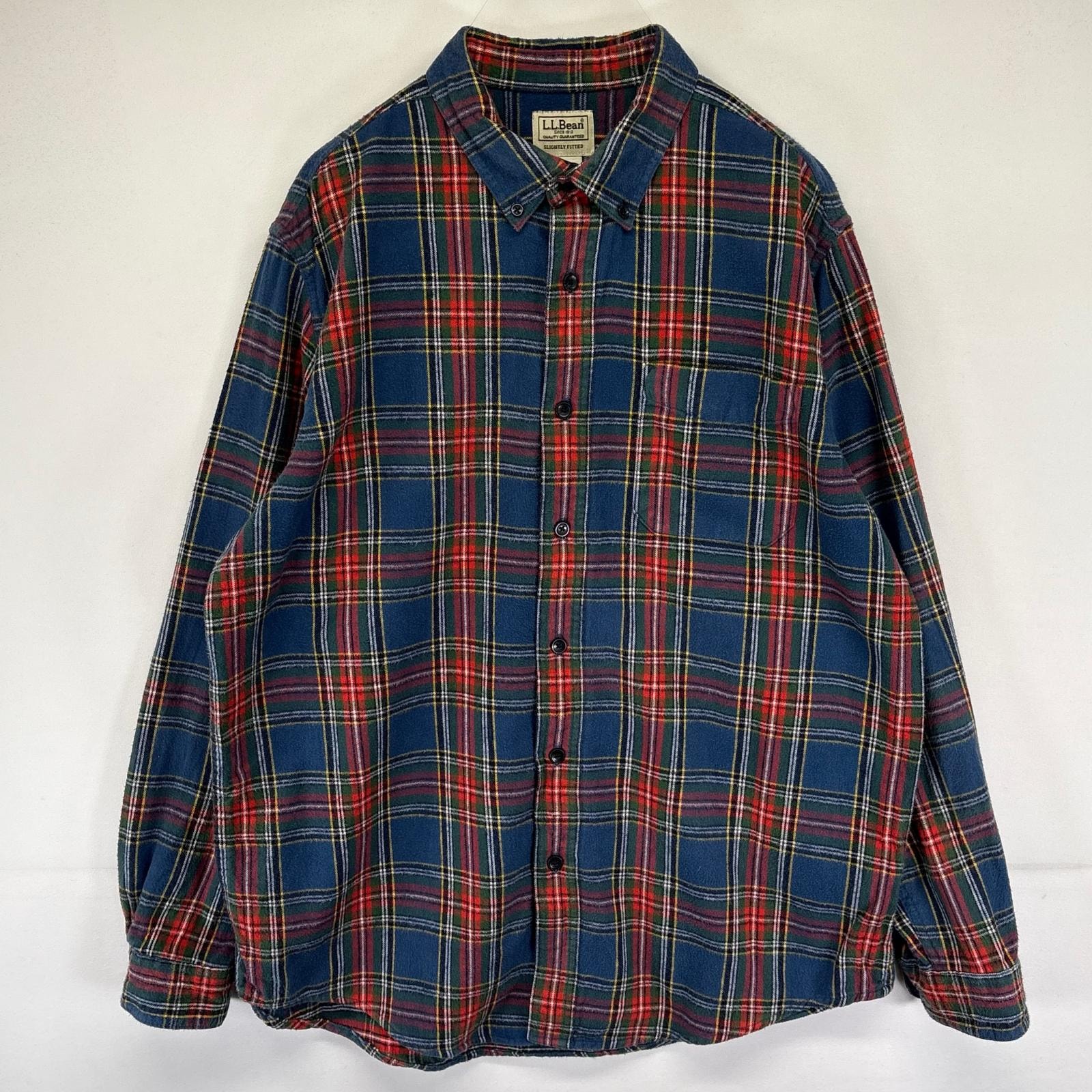 古着 エルエルビーン L.L.Bean 長袖シャツ ネルシャツ ボタンダウン 胸ポケット L マルチカラー チェック メンズ