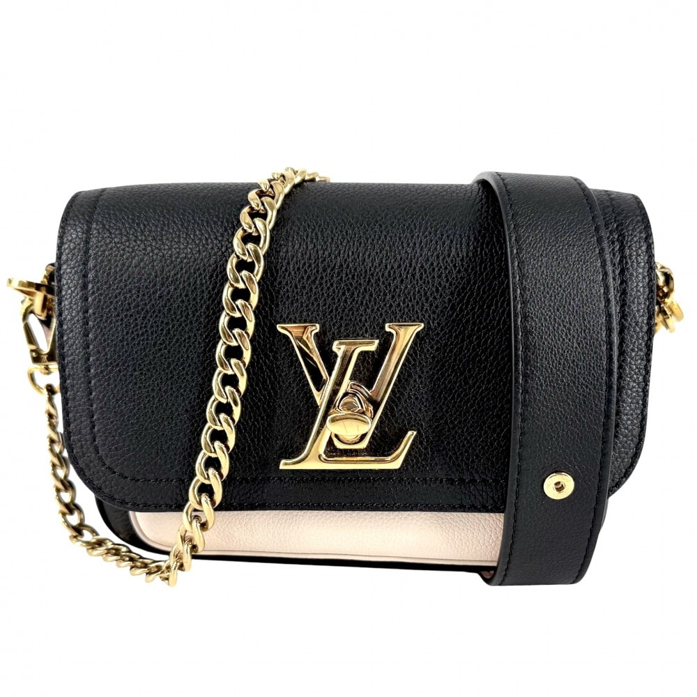 LOUIS VUITTON ルイヴィトン 2WAY ロックミーテンダー ハンドバッグ ショルダーバッグ LVターンロック M58557 レザー    ブラック 黒 アイボリー ゴールド金具 レディース【中古品】