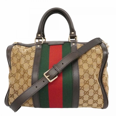 ★最終価格【6ce6062-k】グッチ ハンドバッグ GGキャンバス/シェリーライン 247205 キャンバス ブラウン シャンパンゴールド金具 2wayバッグ【中古】レディース