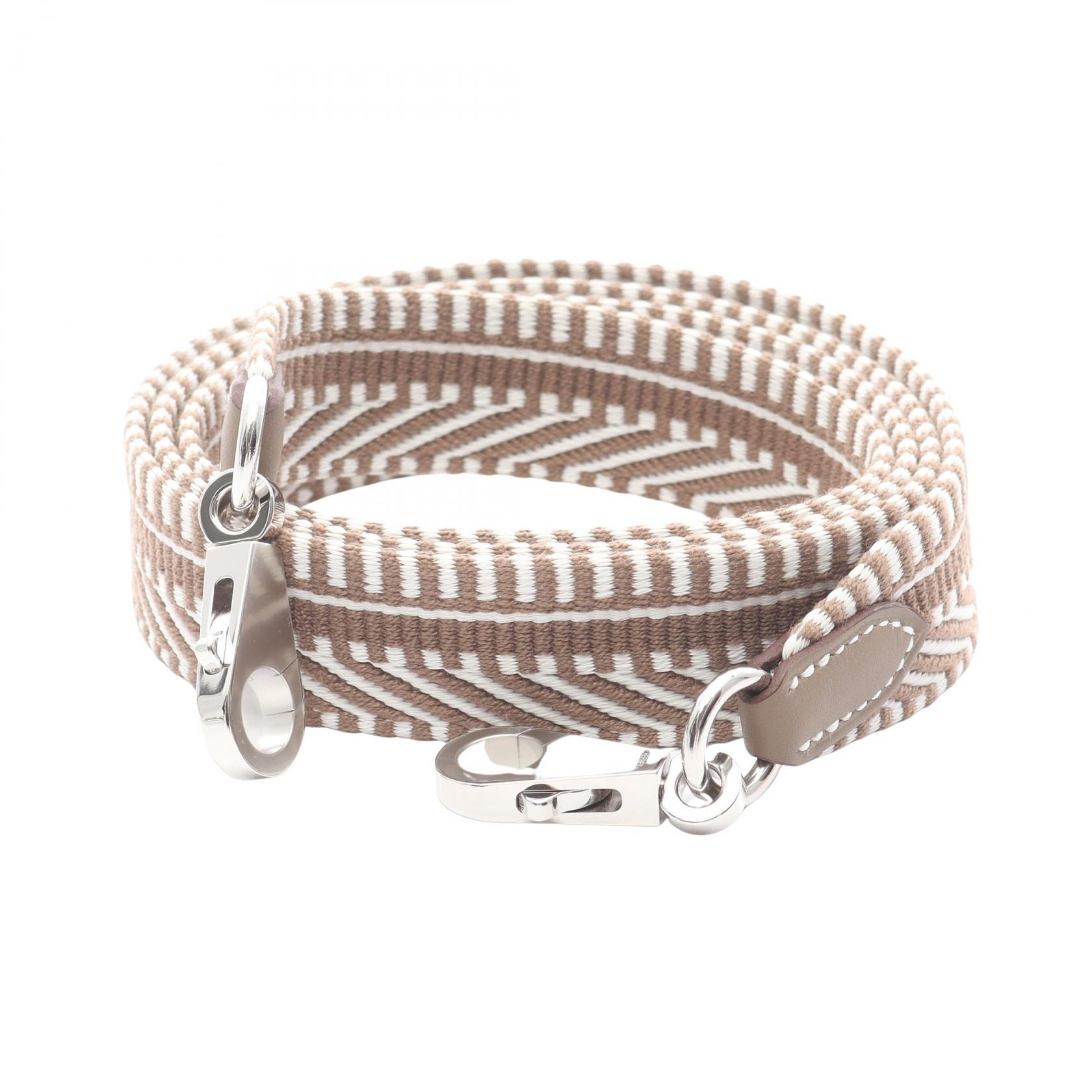 エルメス HERMES バンドリエール サングル カヴァル ショルダーストラップ アクセサリー キャンバス レザー トワル / ヴォースイフト トワル ホワイト レディース グレー系 / ホワイト系 / エトゥープ 【中古】