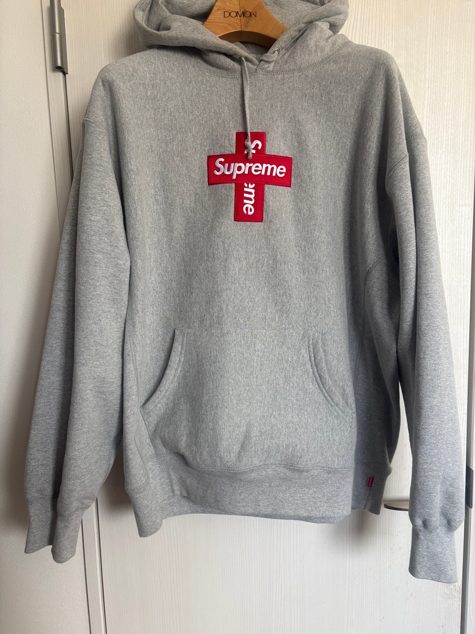 Supreme Cross Box Logo Hooded Sweatshirt "Grey"