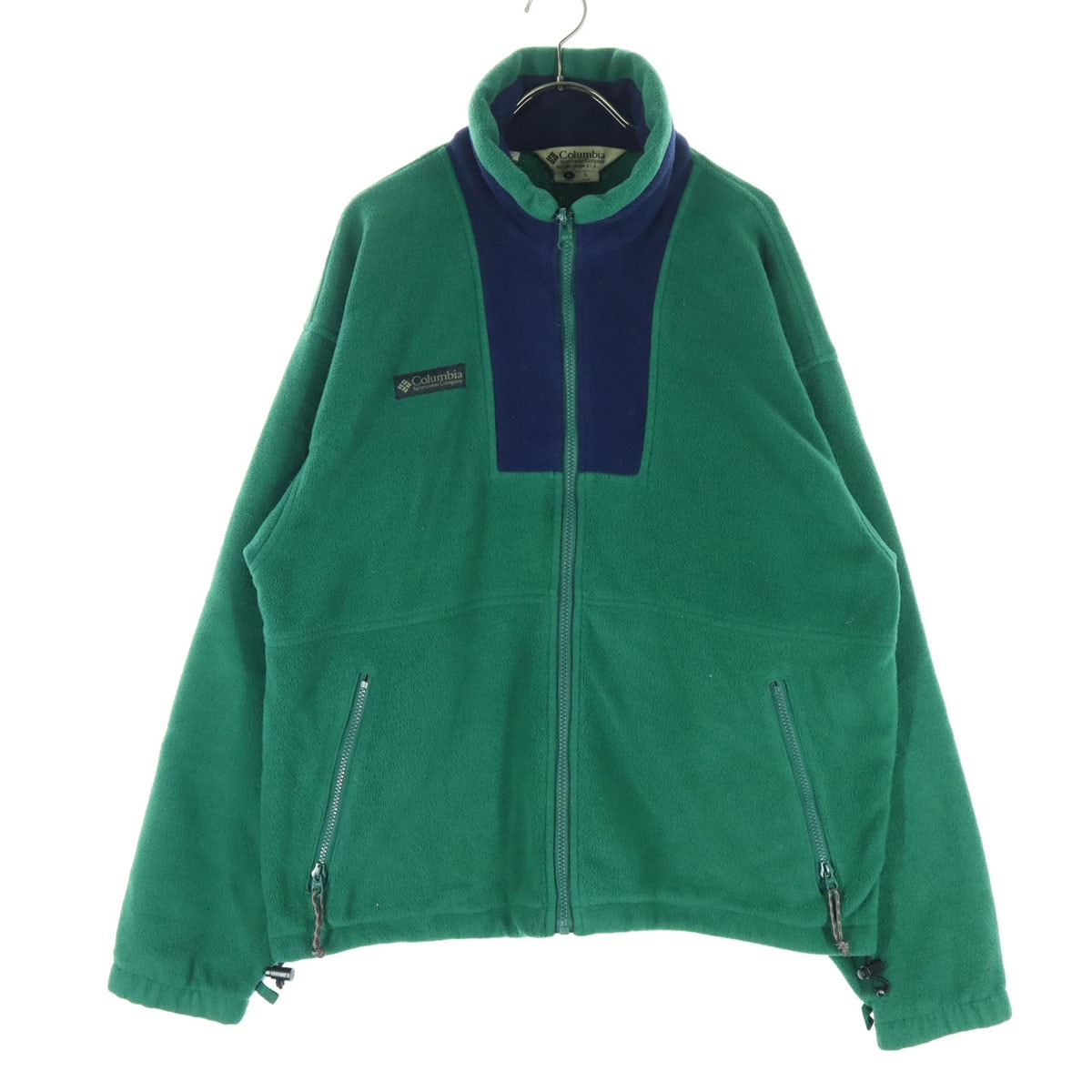 Columbia コロンビア 90s オールド 裏起毛 英字 長袖 フリースジャケット L グリーン