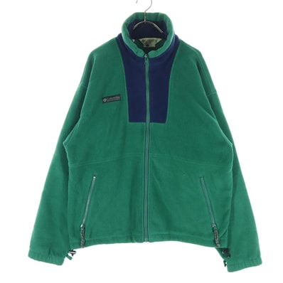 Columbia コロンビア 90s オールド 裏起毛 英字 長袖 フリースジャケット L グリーン