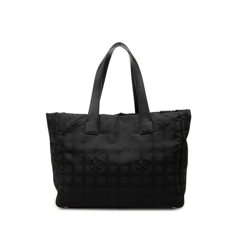 シャネル ココマーク ニュートラベルライン トートMM トートバッグ ハンドバッグ ブラック ナイロン レザー レディース CHANEL 中古