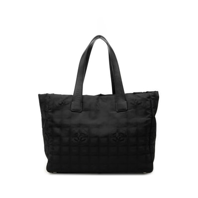 シャネル ココマーク ニュートラベルライン トートMM トートバッグ ハンドバッグ ブラック ナイロン レザー レディース CHANEL 中古