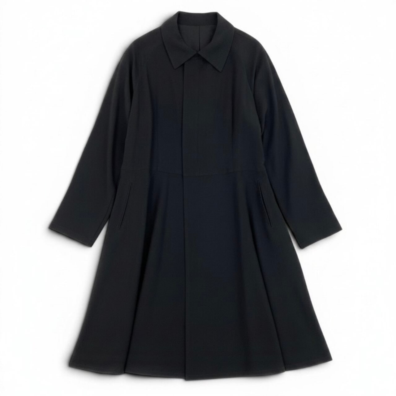 美品 Yohji Yamamoto ヨウジヤマモト ハーフジップ シアーロングコート ロングジャケット ブラック ウール その他アウター A3-00193 【中古】