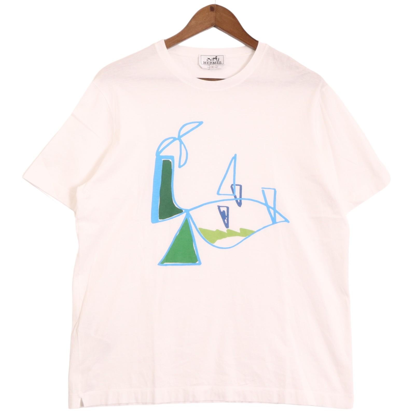 エルメス ホワイト 16SS プリントTシャツ L