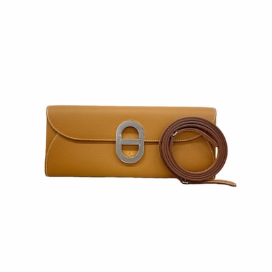 ★SALE【6hd4079-e】エルメス ショルダーウォレット マイヨントゥーゴー ヴォーエプソン ゴールド シルバー金具 B刻印【中古】レディース