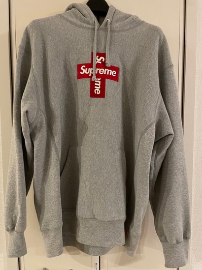 Supreme Cross Box Logo Hooded Sweatshirt "Grey"