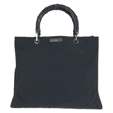 GUCCI グッチ バンブー ブラック 黒 シルバー金具 ナイロン トートバッグ ハンドバッグ 603296 【中古】