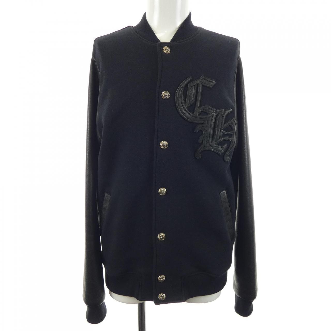 Chrome Hearts CH Patch Leather Bomber Jacket "Black"