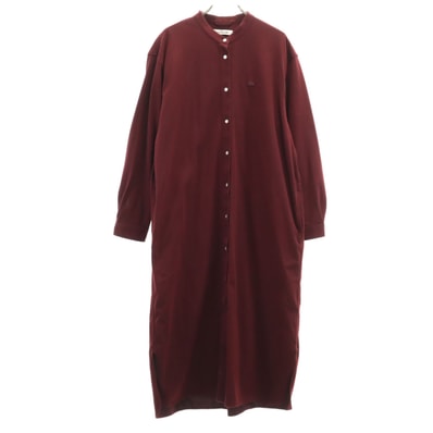 LACOSTE ラコステ 長袖 バンドカラー シャツワンピース 40 ボルドー