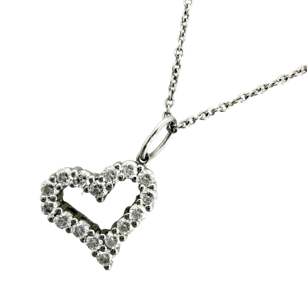 TIFFANY&Co. ティファニー ネックレス センチメンタル ハート ペンダント ジュエリー アクセサリー Pt950プラチナ ダイヤモンド レディース 約3.6g 美品【中古品】