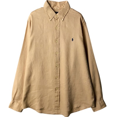 古着 ラルフローレン Ralph Lauren CLASSIC FIT 長袖 リネン ボタンダウンシャツ メンズXL相当/eaa643368