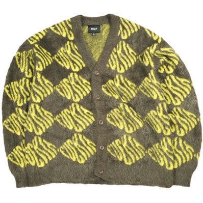 HUF ハフ 21AW FUCK IT CARDIGAN シャギーニットカーディガン KN00315 M Brown トップス g25550