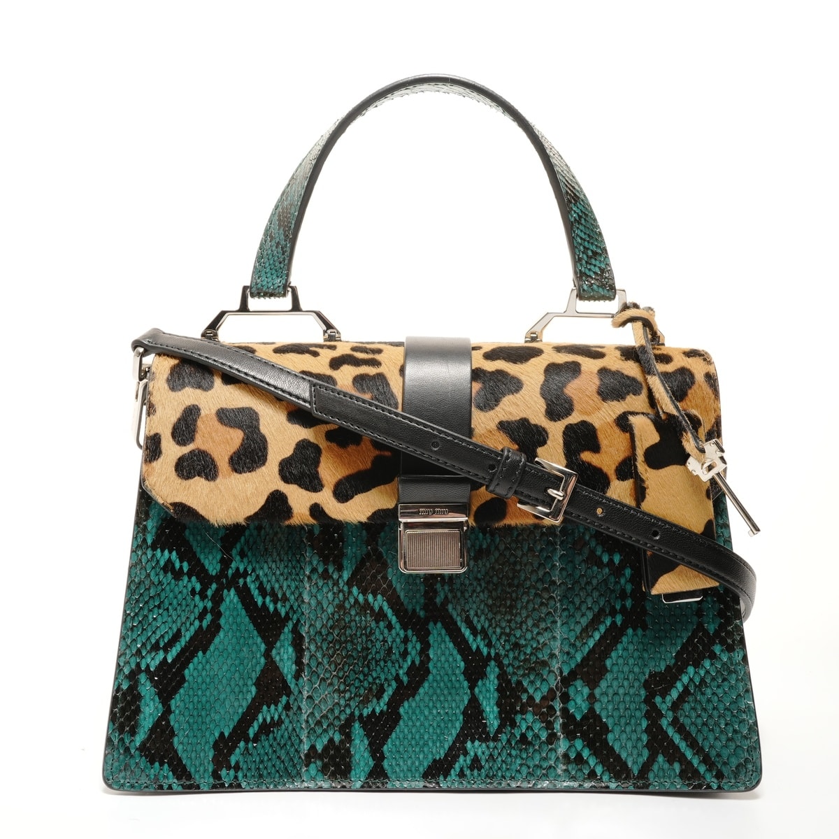 ミュウ ミュウ Miu Miu パイソン ハラコ レオパード 2WAY ハンドバッグ【中古】