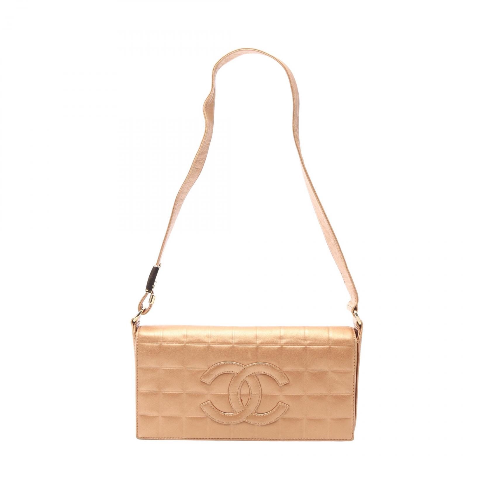 シャネル CHANEL チョコバー ショルダーバッグ バッグ レザー レディース ゴールド系 【中古】