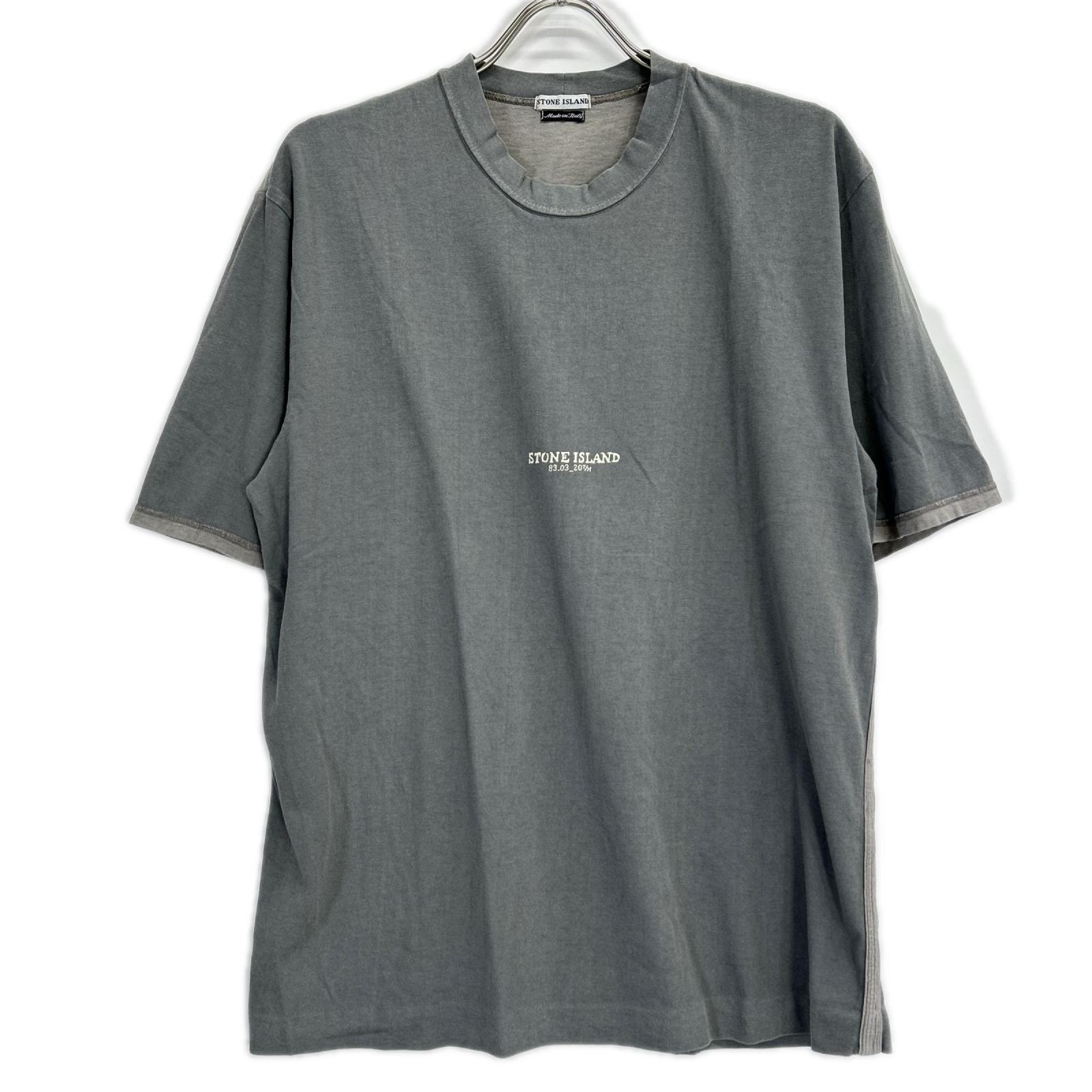 ストーンアイランド 38152F46/1250 グレー 20th Taping Tee ロゴ半袖Tシャツ L